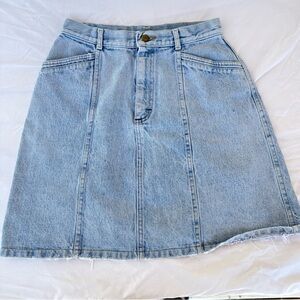Vintage Lee Light Blue Denim A-Line Skirt with Front Button